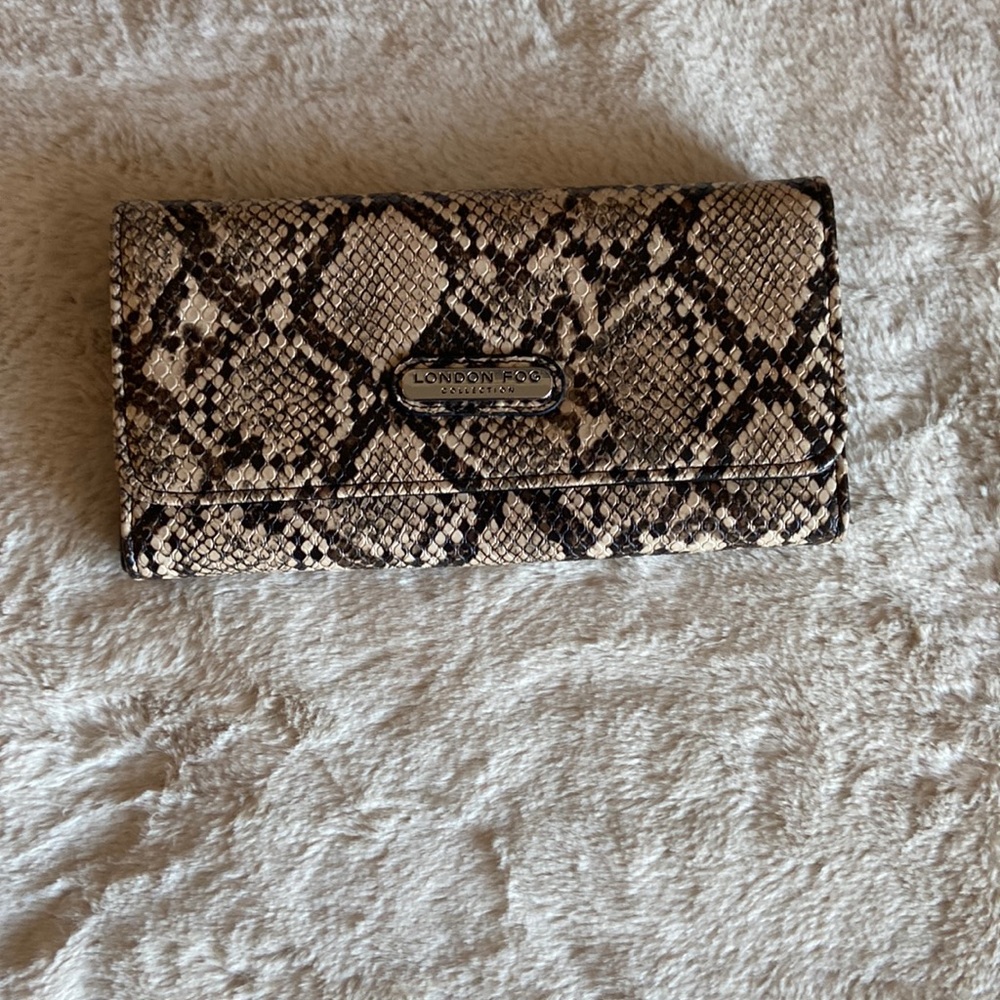 Brown, snakeskin print wallet from London Fog